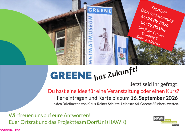 DorfUni FleckenGreene AbfrageAngebot Seite